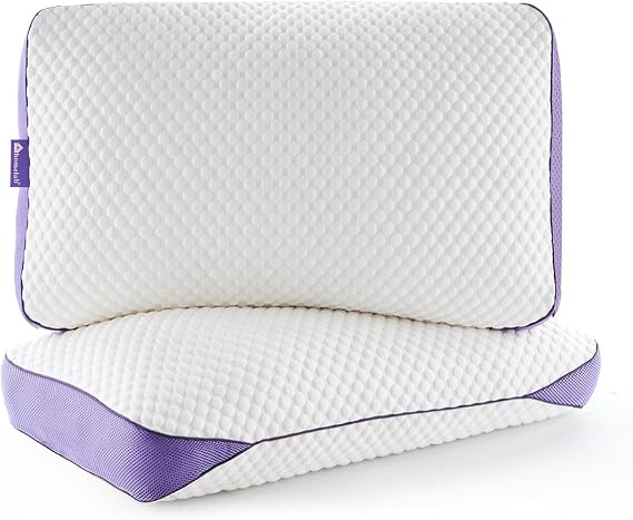 HOMELAB Adjustable Shredded Memory Foam Pillows, Queen 20x28, 2 Pack | Adjust the loft of both pillows for side, back or stomach sleeping; cooling removable covers add comfortable support.