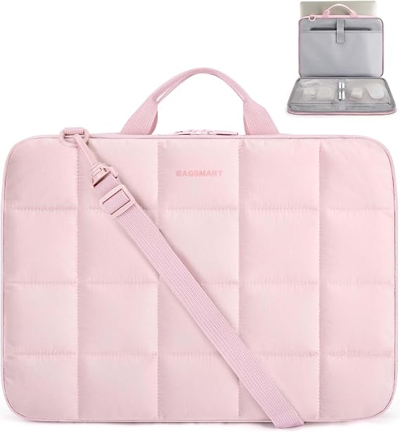 BAGSMART Laptop Case with Handle, Puffy Laptop Sleeve Bag for Women