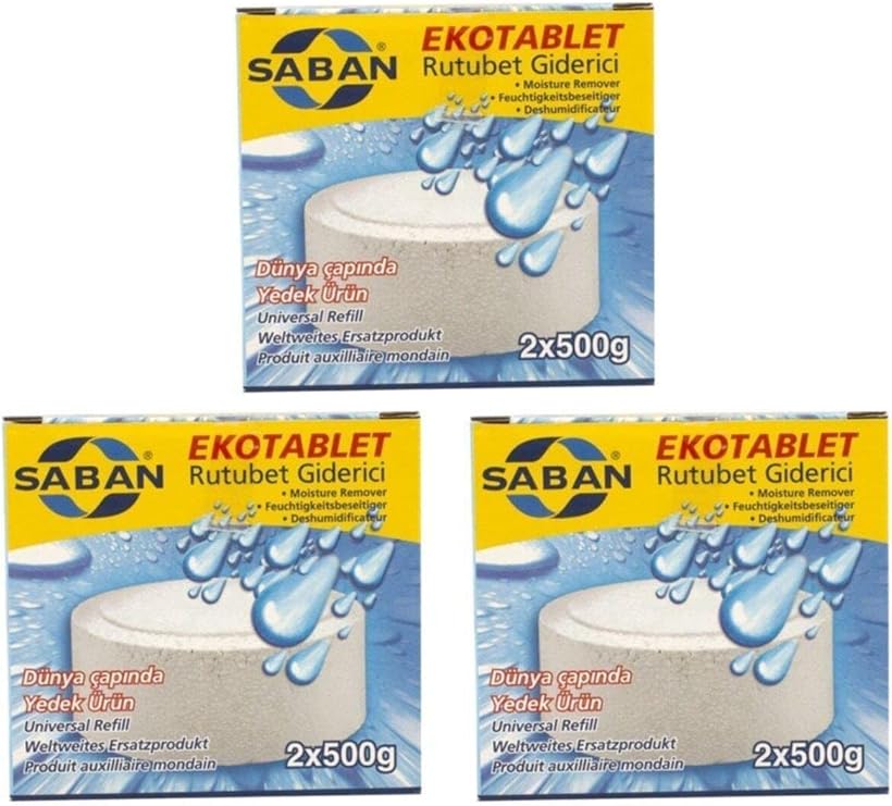 3 Adet 2x500Gr - NATUREL - Nem Alıcı Rutubet Giderici Yedek Tablet
