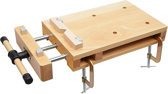 Woodworking Bench Vise, Hard Wood Vise for Workbench with 2 G-shape Fixing Clips and 4 Limit Blocks Portable Workbench Hard Woodworking Vise for Home, Woodworking Studios