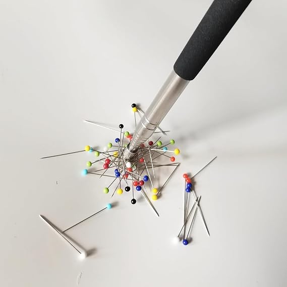 Bequilter Needle Stick and Pin Retriever Telescoping Magnetic Pickup Tool Extends to 39