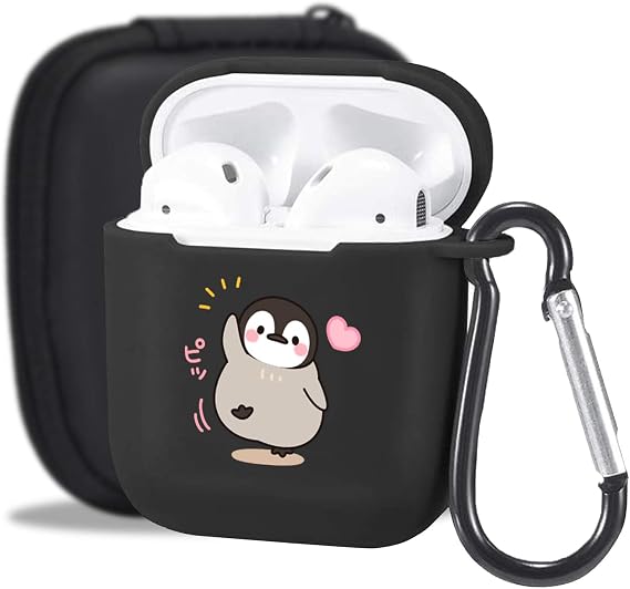 Cute Penguin Case for AirPods 2&1 with Keychain
