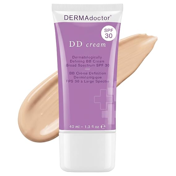 DERMAdoctor Tinted Moisturizer with SPF 30, Mineral DD Cream, Universal Tint Primer, Hydrating Face Moisturizer with SPF, Lightweight Sheer Coverage Broad-Spectrum Zinc Oxide Sunscreen, All Skin Types