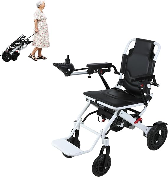 500W Motorized Electric Wheelchair, Foldable Lightweight Aluminum Alloy Wheelchair for Seniors Adults, 12 Miles Long Range Portable Power Wheelchair, Anti-Tilt Safety & Airline Compatible