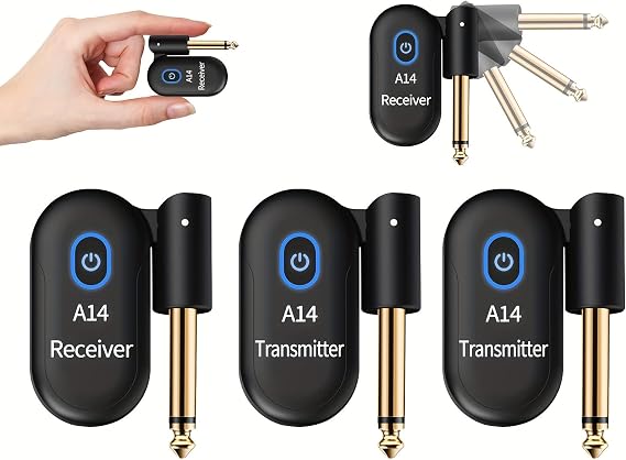 A14 Wireless Guitar System 2.4GHz, 90 Rotatable, 2TX + 1RX
