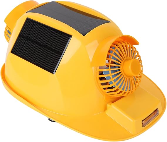 Double Fan Solar Fan Safety Helmet with Adjustable Size Headlight for Construction Power Mining Shipping