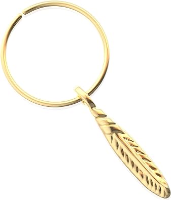 ALOME PIERCINGS 20G Gold Feather Cartilage Piercing Jewelry Earring for Women Dainty Helix Jewelry Small Gold Filled Ring with Delicate Feather Charm