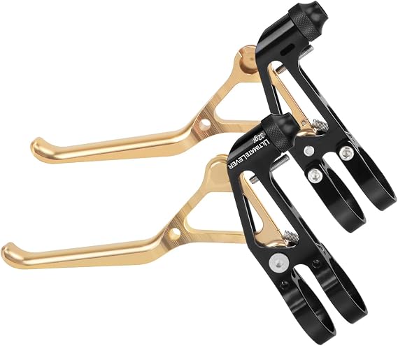 1 Pair Bicycle Brake Lever, V-Brake Handlebar Aluminium Alloy Bike Brake Handle Universal 2.2cm for Most Bicycle, Road Bike, Mountain Bike, Folding Bike, MTB (Champagne Gold)