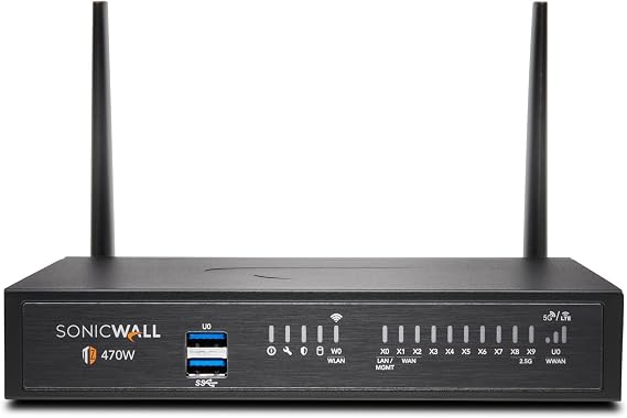SonicWall TZ470W Wireless Gen7 Firewall | Multi-Gig Wi-Fi Security Appliance for SMB & Branch Use with SD-WAN, Wireless Coverage, and Malware Protection (02-SSC-2831)