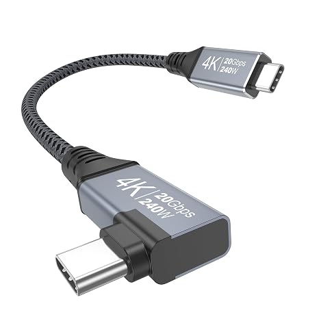 20Gbps Short USB C to USB C Cable 6 inch Right Angle USB C 3.2 Cable