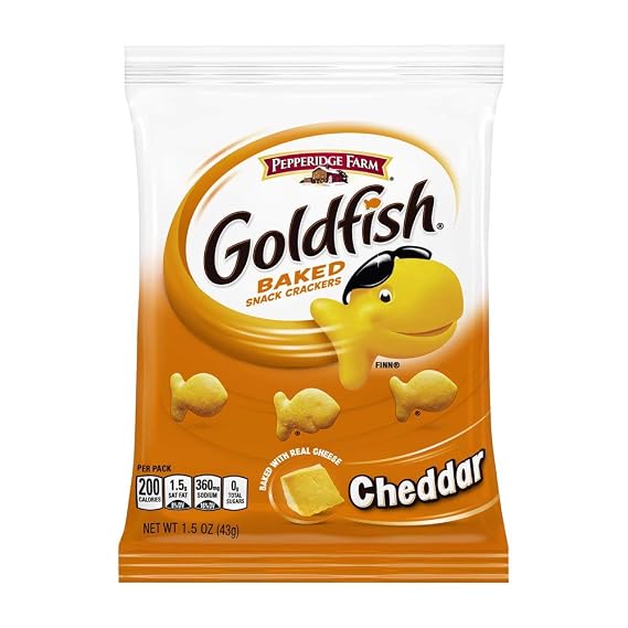 Pepperidge Farm Goldfish Baked Snack Crackers, Cheddar Cheese, 1.5 Oz, Pack of 72
