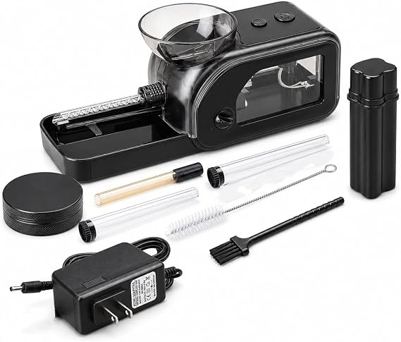 Electric Cigarette Rolling Machine, Cone Rolling Machine with Grinder + LED | Pre Roll Machine, Automatic Electric Roller with Cone Loader, King Size Tobacco Roller Kit for Home Travel and Outdoor Use