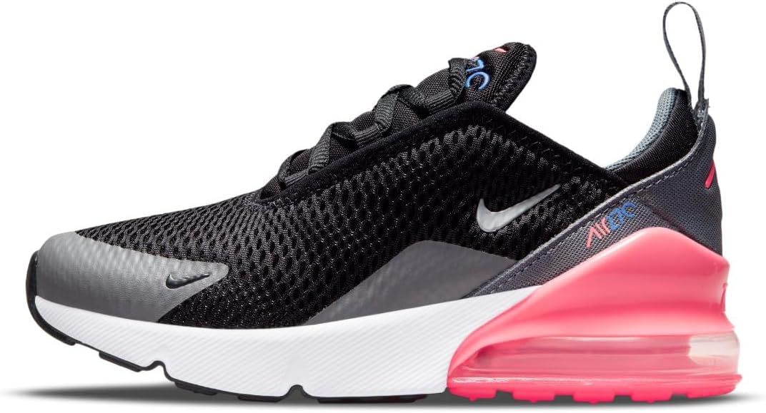 Nike Air Max 270 Little Kids' Shoes (Black/Smoke Grey/Sunset Pulse/Metallic Silver)