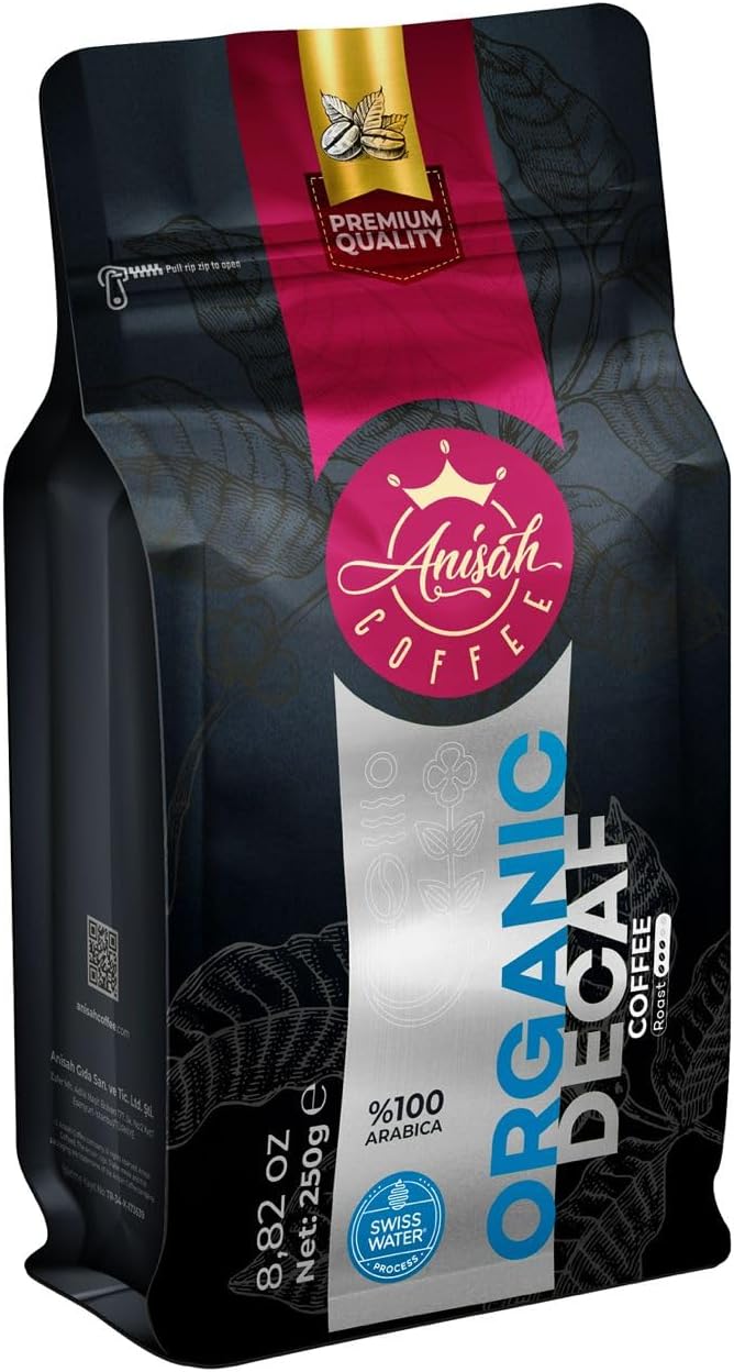 Anisah Coffee Organik Decaf Kafeinsiz Çekirdek Filtre Kahve 250gr Orta Kavrum%100 Arabica