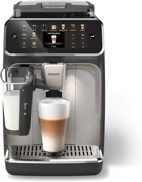 Philips 5500 Series LatteGo Fully Automatic Espresso Machine, 20 Hot and Cold Drinks, QuickStart, SilentBrew Technology, Touch Screen, EP5547/90
