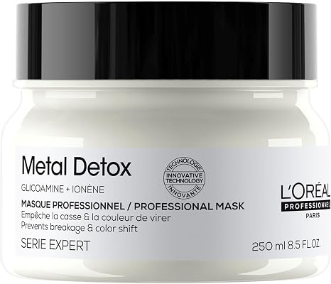 L’Oréal Professionnel Metal Detox Hair Mask, Prevent Breakage & Colour Fade from Hard Water, Moisturising Conditioner Treatment for Smooth, Shiny Hair, Prevent Damaged Hair