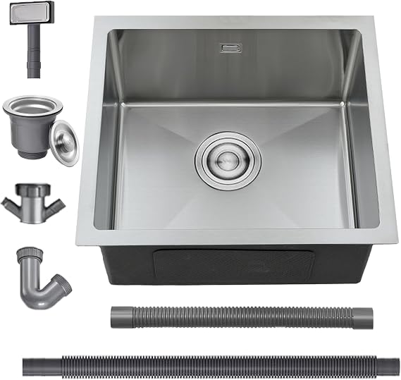 304 Stainless Steel Kitchen Sink, 50x45cm, BoomHoze Undermount Single Bowl
