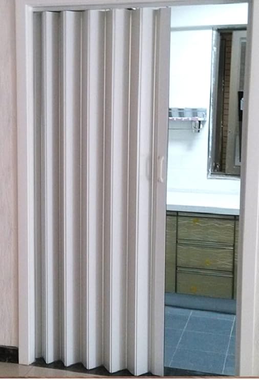 Plastic PVC Folding Door Sliding Door Recess Door Room Divider Folding Wall White or Walnut 82 x 203 cm (White)