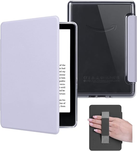 Case with Hand Strap for 6" Kindle Paperwhite (10th Generation-2018 Release,Model No.PQ94WIF),Lihght PU Leather Cover and Transparent Hard Back,with Auto Sleep/Wake,Gentle Purple