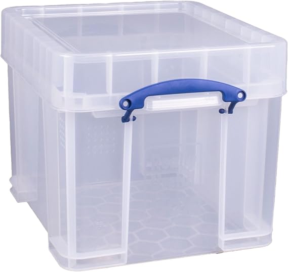 Really Useful Box Plastic Storage Box 35 Litre with XL Lid Clear