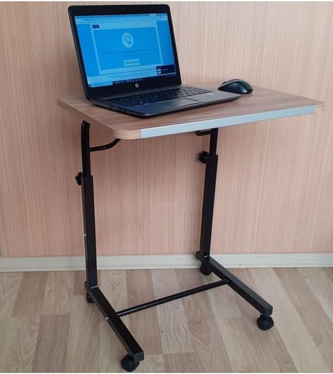 Depolife Wheeled Notebook Laptop Work Table Acrobat Course Dining Sofa Bed Table with Tilt and Height Adjustment