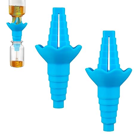 2 Pack Last Drop Universal Bottle Emptying Kit Transfer Connector for Soap, Lotion, Shampoo, Conditioner, and Kitchen,and Bathroom Use Reusable Bottle Funnel Adapter (Blue)
