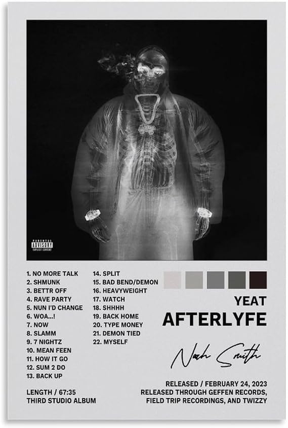 CAIPO Yeat Poster Afterlyfe Album Posters Decorative Painting Canvas Wall Posters And Art Picture Print Modern Family Bedroom Decor Posters 12x18inch(30x45cm)