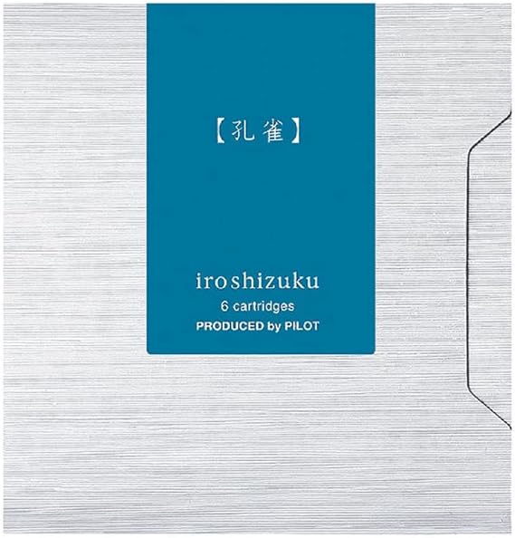 Pilot Iroshizuku Fountain Pen Ink Cartridges Ku-jyaku (Deep Turquoise) 6 Pieces IRF-6S-KJ with Kanji Love Sticker