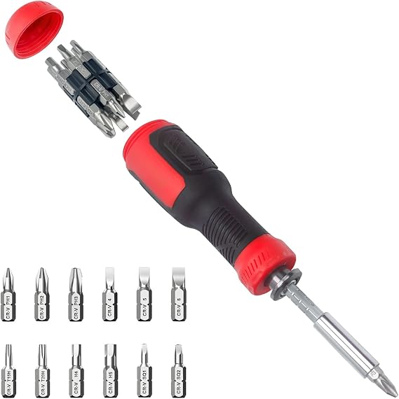 Multi Screwdriver 13-in-1 Screw Driver, Adjustable Screwdriver Set with Flat Head, Philips, Torx, Hex, Square and 1/4 Nut Driver, Multitool All in One Repair Tool Set