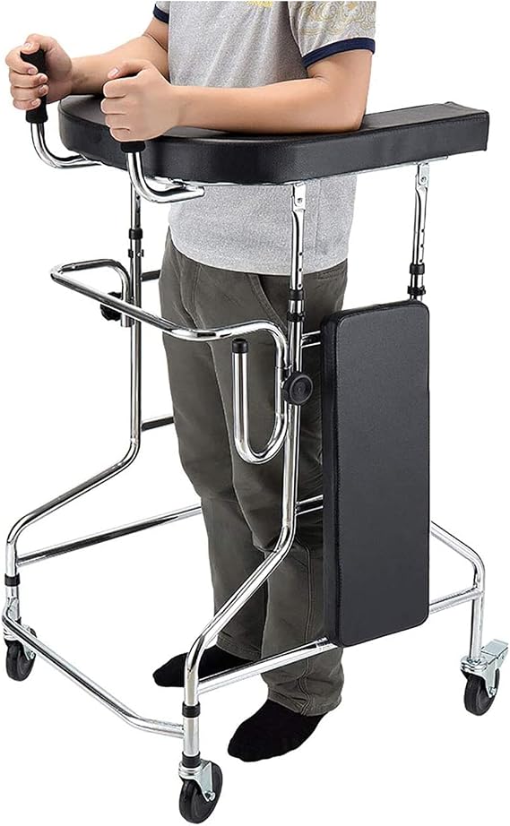 Upright Walker, Walking Aids for Seniors Stand Up Folding Rollator Walker Loading Capacity 100kg with Padded Armrests,10 Steps Height Adjustable (Size : A)