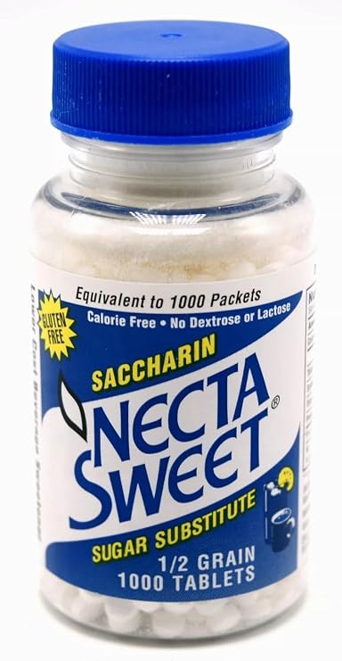 Necta Sweet Saccharin Sugar Substitute 0.5 grain Tablets - 1000 Each by Nsi Sweeteners Inc.