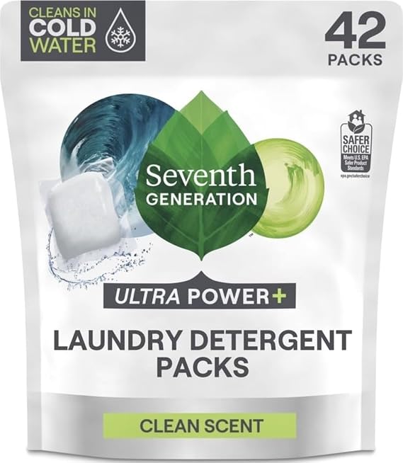 Seventh Generation Ultra Power Plus Laundry Detergent Packs Fresh Citrus Laundry Soap Washing Detergent 42 count