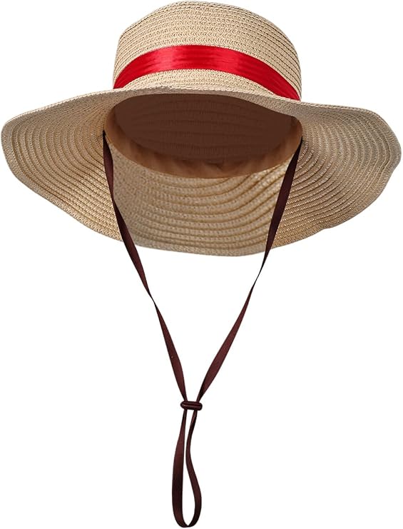 Monkey D Luffy Straw Hat Luffy Costume Anime Cosplay Sun Beach Hats with String Pirate Hat Halloween Dress up Props