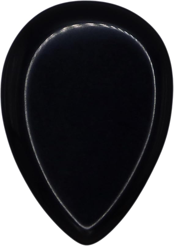 Black Obsidian Volcanic Glass Stone Guitar Or Bass Pick - 3.0 mm Ultra Heavy Gauge - 358 Small Teardrop Shape - Specialty Handmade Gemstone Exotic Plectrum - 3 Pack
