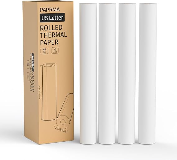 8.5 x 11 inch Thermal Paper 4 Rolls Quick-Dry US Letter Size Thermal Printer Paper White 100 Sheets, Gloryang & JADENS PD-A4 Portable Printer Compatible
