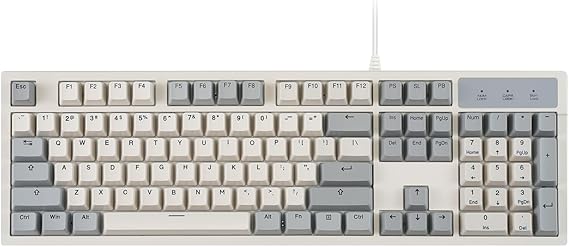 Perixx PERIBOARD-108RD Mechanical Keyboard Full Size Gateron Retro Gray/White US Layout Brown Axis