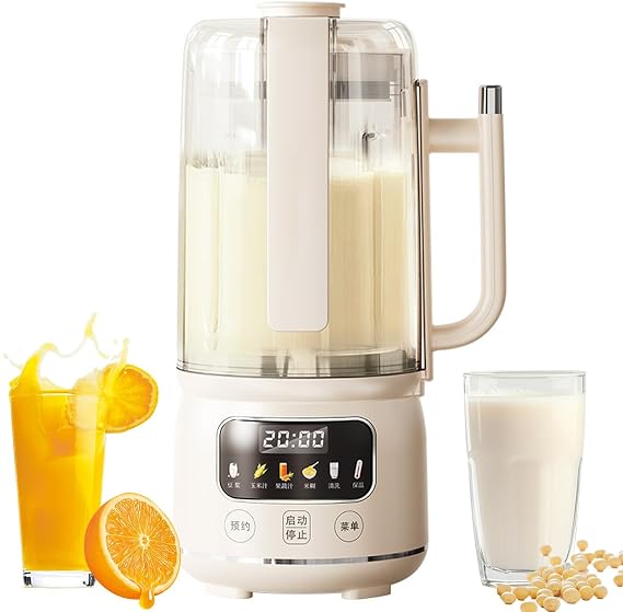 1500ml Soy Milk Maker, 6 in 1 Fully Automatic Nut Milk Maker with Delayed Start/Automatic Cleaning/Heating/Boiling Function, 12 Blades, Breaking Wall, For Soy, Porridge, Juice, Corn Juice