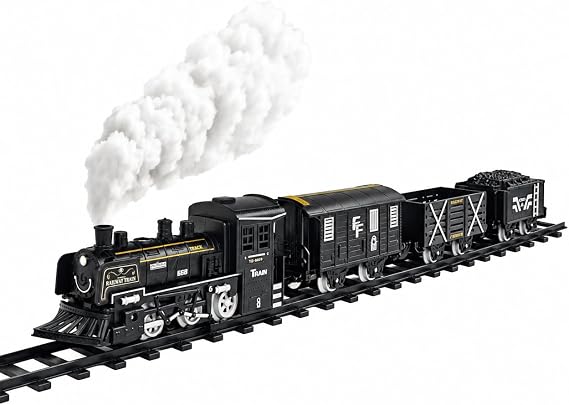 VARDEM Işıklı ve Sesli Buhar Çıkartan 15 Parça Tren Seti, 3 Farklı Ray Kurulumu, Pilli Oyuncak Tren 3+ Yaş FF-1603C-4C