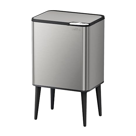 mVm Kitchen Bin, 50L Rubbish Bin, Stainless Steel Push Top waste bin with Lid,Fingerprint-Proof, Odour Seal, Large Capacity for Home Kitchen & Commercial Use (Grey, 50L)
