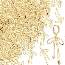 Ecally 100 Pcs Gold Plated Bowknot Charms for Jewelry Making Gold Bow Tie Charms Bulk 0.51 x 0.75 Inches Coquette Pendants for DIY Earrings Necklace Bracelets Wedding Gift Women