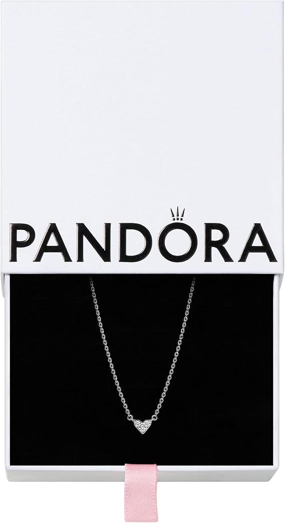 PANDORA Triple Stone Heart Collier Necklace-With Gift Box