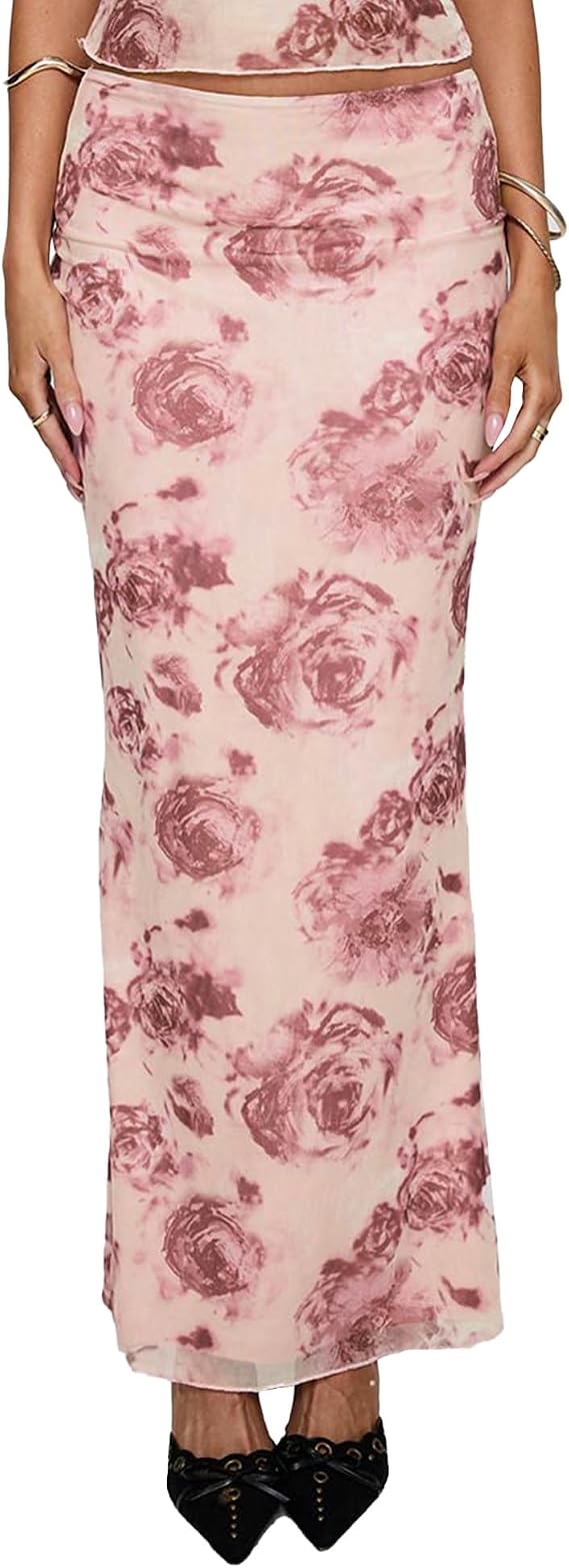 Maxi Skirts for Women Summer Bodycon Mesh Long Skirt