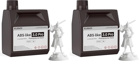 ELEGOO ABS LIKE 3.0 Pro 3D Printer Resin White Fast Cure High Precision Non-Brittle Scratch Resistant 405nm UV Cured Photo Polymer Resin LCD ABS 3.0 Pro Resin 2000g x2