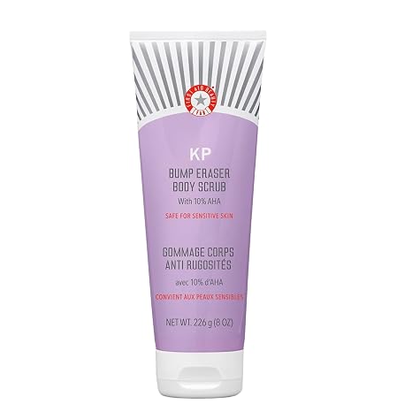 First Aid Beauty KP Bump Eraser Body Scrub Exfoliating Against Pimples for the Body with 10% AHA Skin with Keratosis Pilaris Sensitive Skin Care 226 g