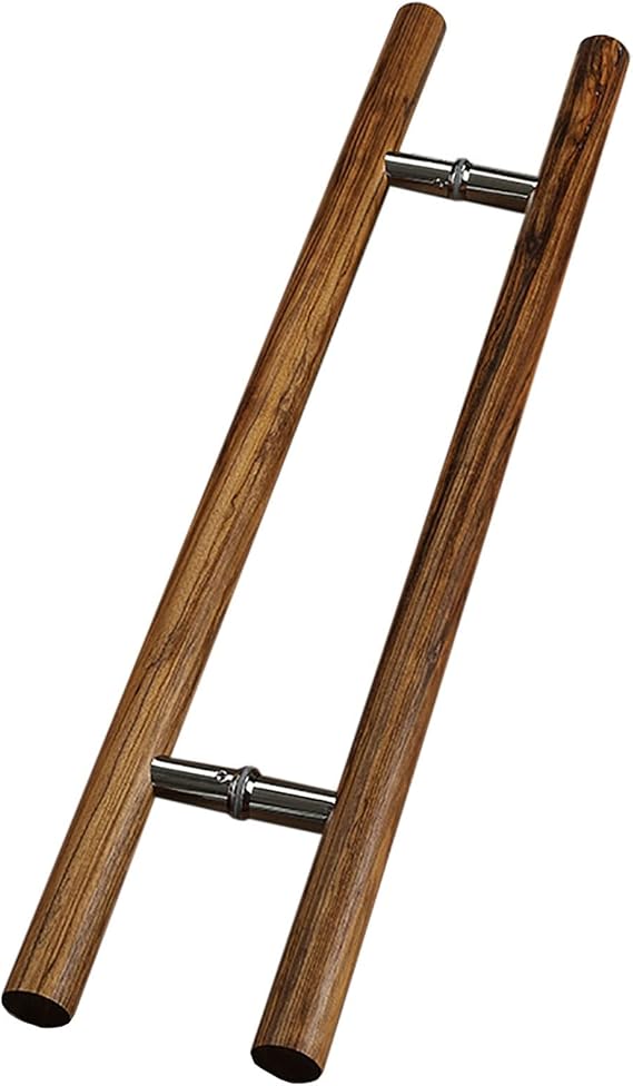 Rustic Sliding Barn Door Handle Pull, Double Side Mounted Wooden Entry Door Handle for Glass Door/Front Door, H Type Interior Exterior Door Pull Push Handle (B 60 Cm 23.6 In)