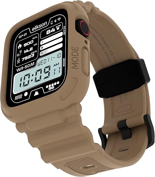 Elkson Designed for Apple Watch Series SE3 9/8/7/6/5/4 [45/44mm], Quattro Pro Series Rugged Military Grade Protective Bumper Case with Strap Bands for iWatch