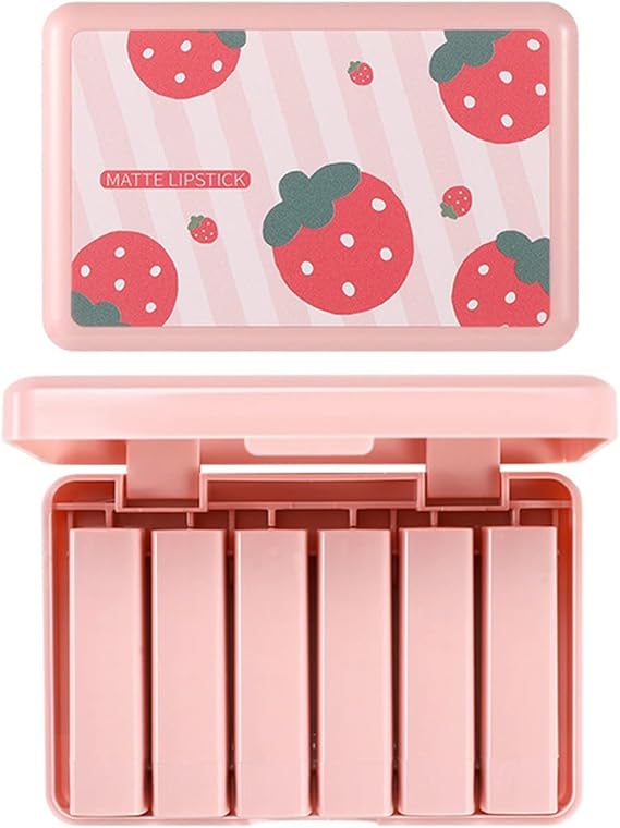 Set of 6 Lipsticks, Lipstick Set, Discoloration, Matte, Cute, Cosmetics, Japanese and Korean Style, Multicolor Selection, Difficult to Fall Out, Improves Female, Moisturizing Lip, Lip Glaze, Lip