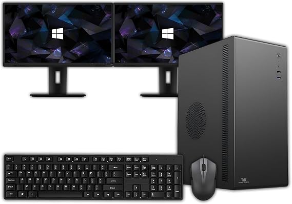 Veno Scorp Office PC Intel Core i5 3.40GHz 16GB RAM 120GB SSD 500GB HDD GT 730 2GB V100 Case Windows 11 Desktop Computer with Dual 22" Monitor Bundle WiFi/Bluetooth/Ethernet/HDMI/LAN for Home Office
