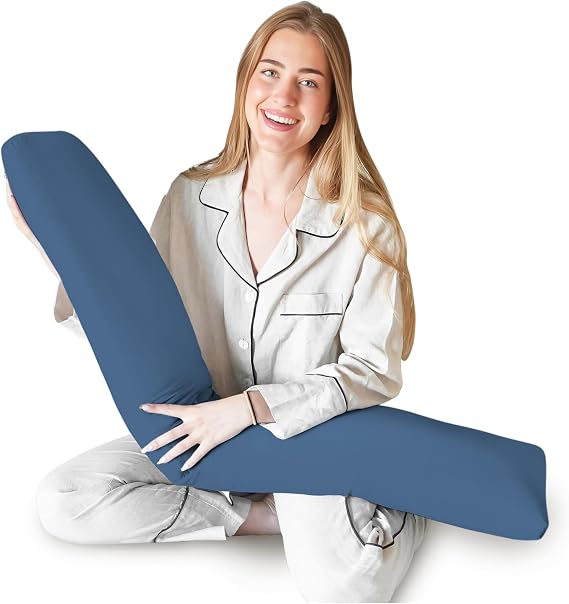 Body Pillow for Side Sleeper, 9x48 in Full Body Pillow with Color Cover | Soft material full body pillow for adults, filled with polyester; adjustable inner core, removable cover; back, knee support