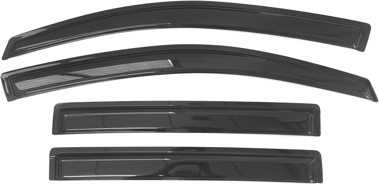Window Visor Compatible with 2004-2016 Nissan Armada, Acrylic Unpainted Black Sun Rain Shade Guard Wind Vent Air Deflector by IKON MOTORSPORTS, 2005 2006 2007 2008 2009 2010 2011 2012 2013 2014 2015